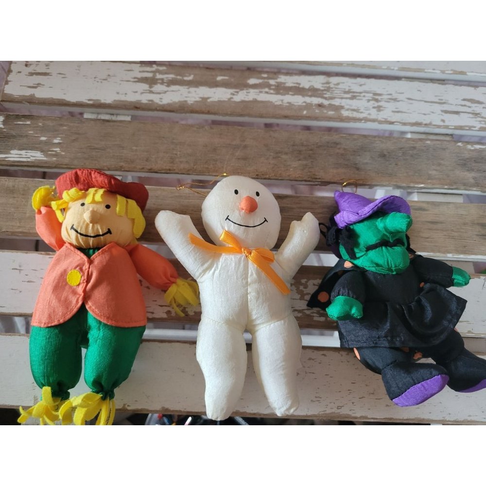 Gibson Halloween witch scarecrow ghost mini ornament vintage home decor set of 3